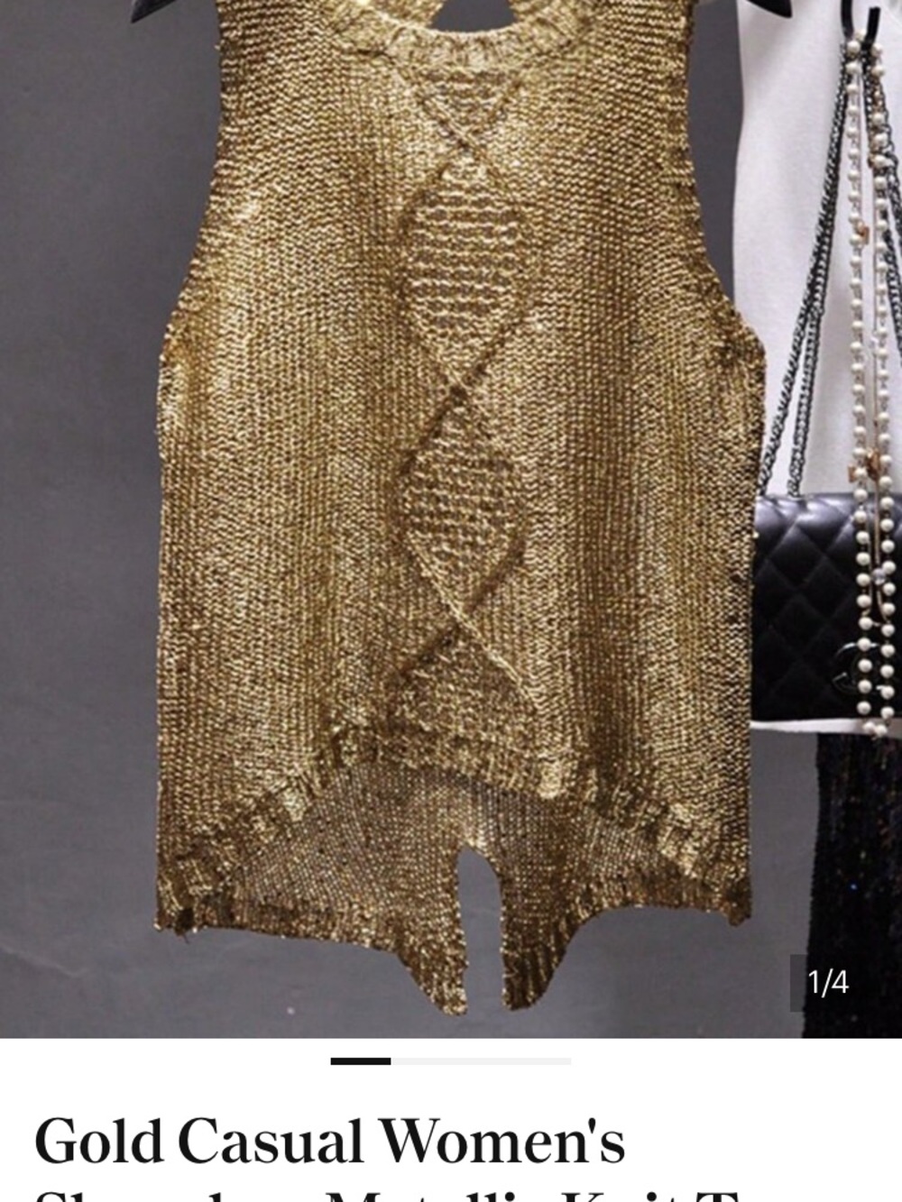 SHEIN Gold Metallic Knit Tank Top